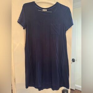 Splendid Blue Crew Neck Short Sleeve Mini Dress